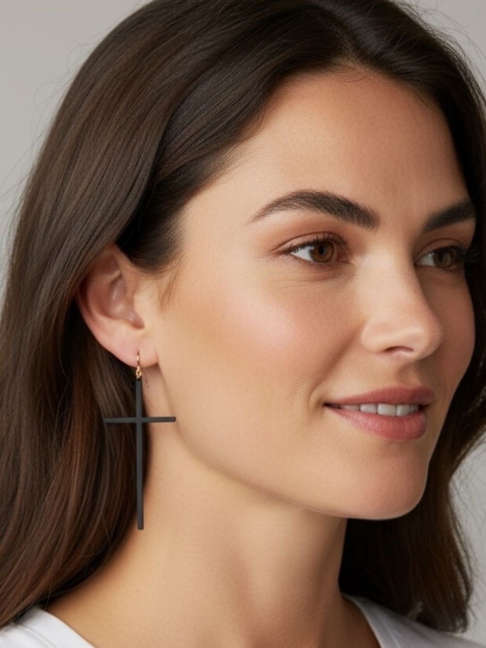 Clover Minimalist Black Cross Drop Earrings